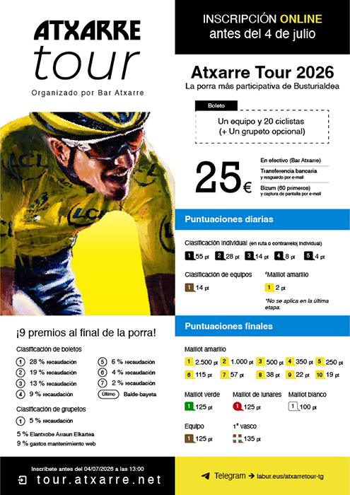 Flyer porra Atxarre Tour 2026